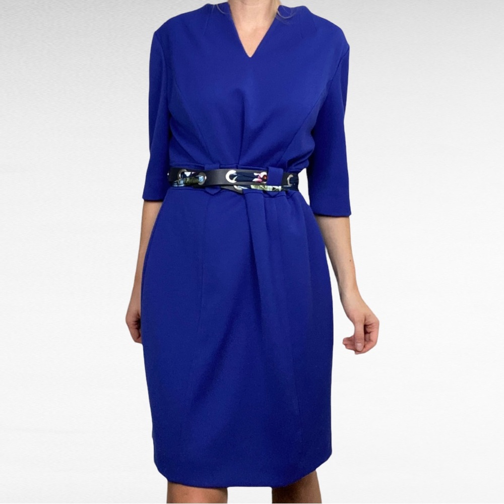 Dillard’s Antonio Melani | Royal Blue Fitted 3/4 Sleeve Formal V-Neck Dress